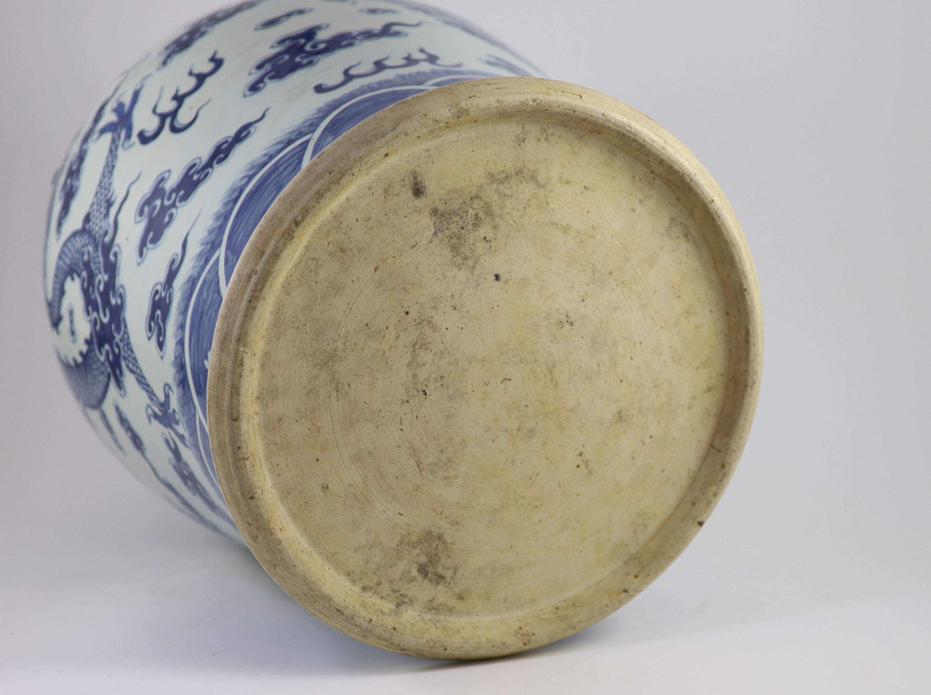 A large Chinese blue and white baluster 'dragon' jar, Daoguang period (1821-50), 48cm high